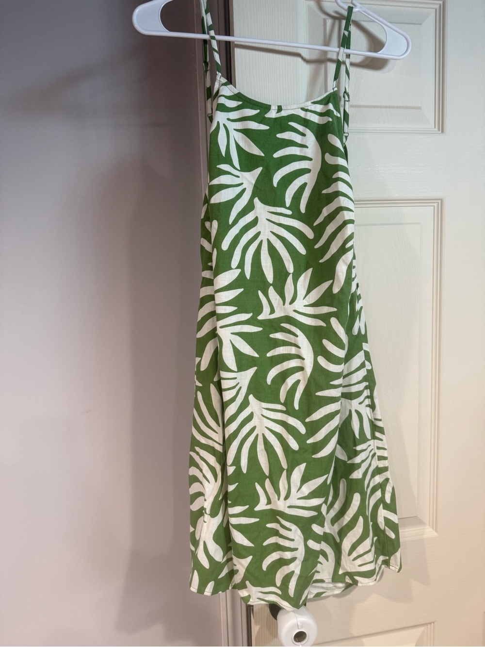 Green Leaf Print Summer Slip Dress